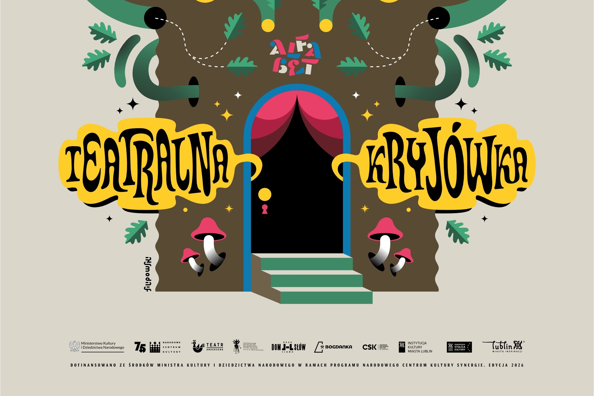 mat. plakat Teatru Andersena w Lublinie - Teatralna Kryjówka. Autor projektu: Kamil R. Filipowski
