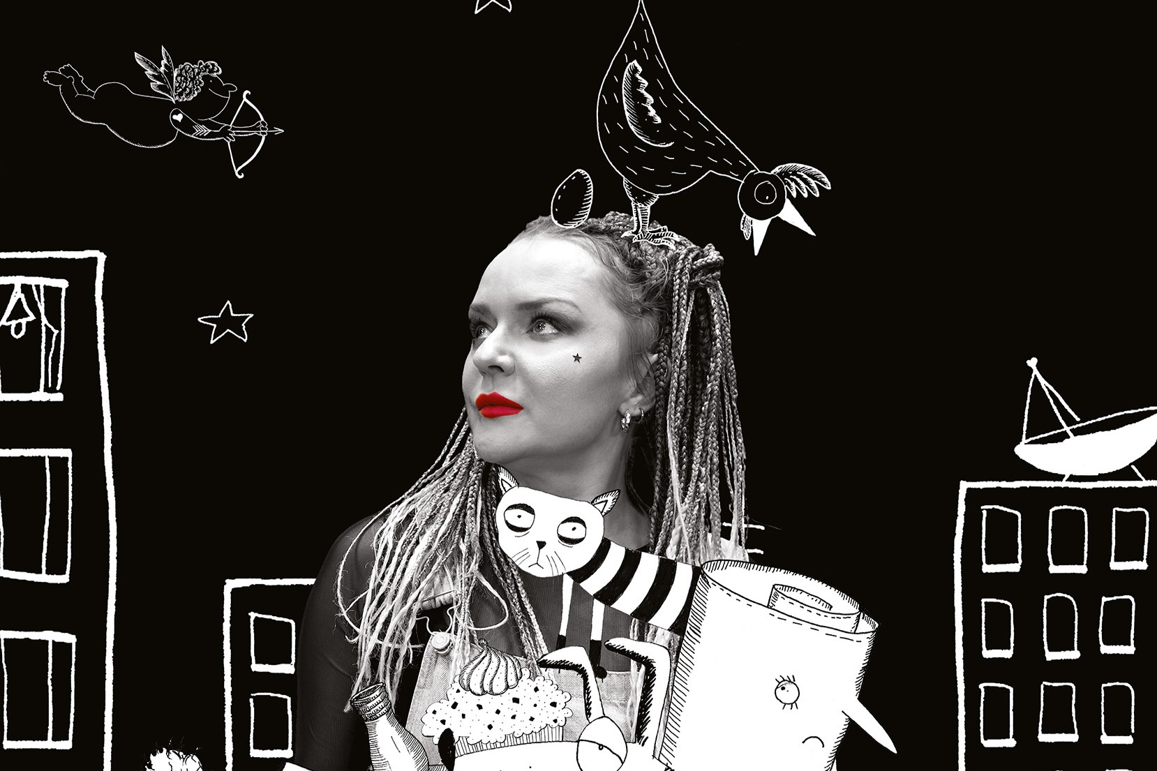 plakat: Teatr i. Stefana Żeromskiego w Kielcach. Projekt graficzny Rafał Urbański, rysunki Joanna Biskup-Brykczyńska