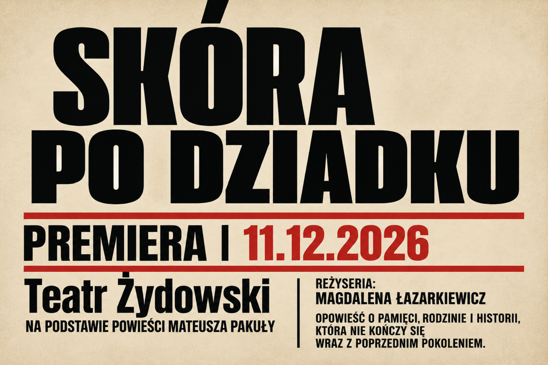 "Skóra po dziadku", Teatr Żydowski, infografika